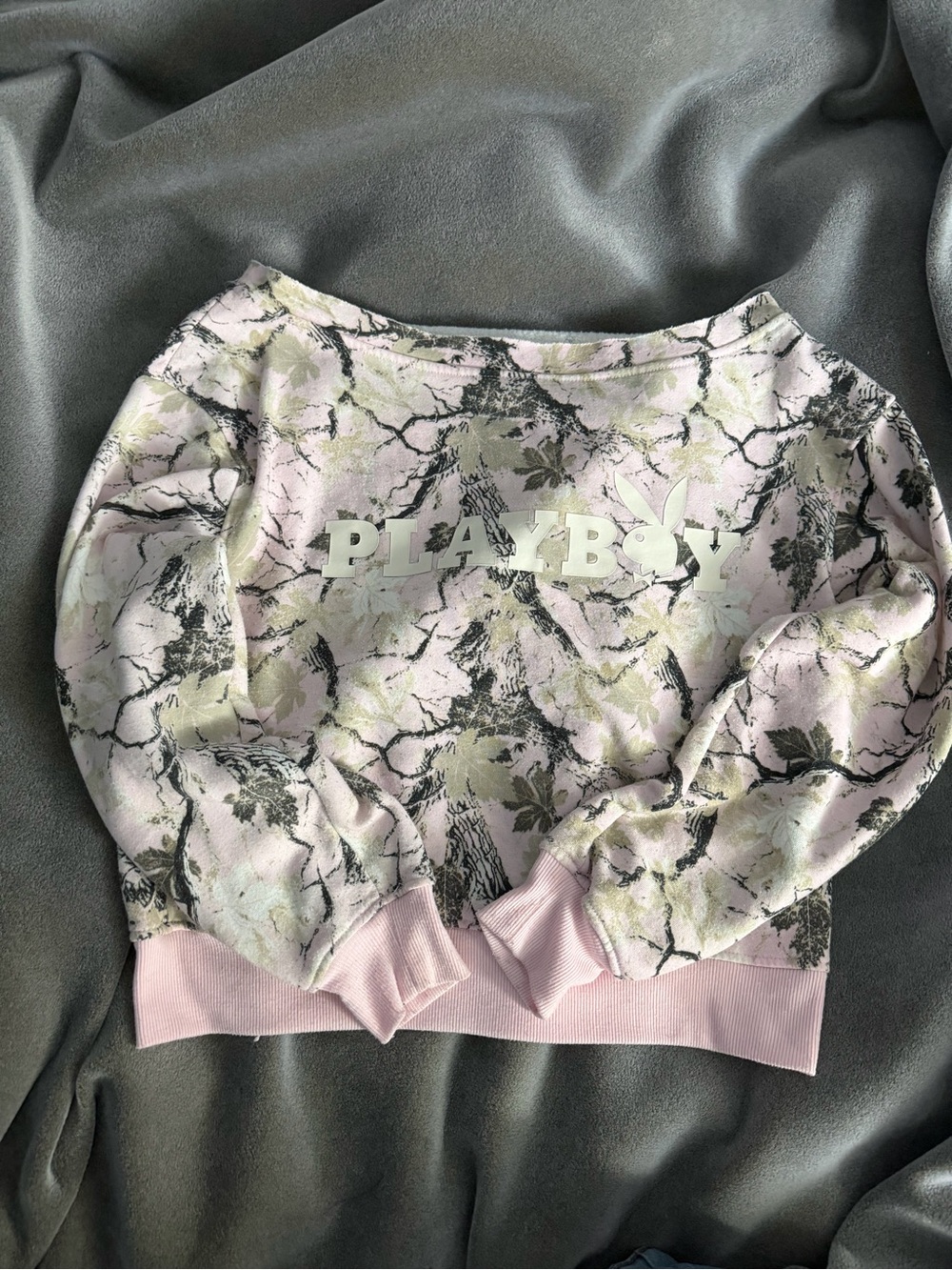 PLAYBOY Pink and White Camo Pullover with Large Logo